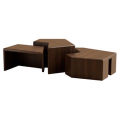 Set Of 3 Rumi Walnut Cocktail Tables by Lusano