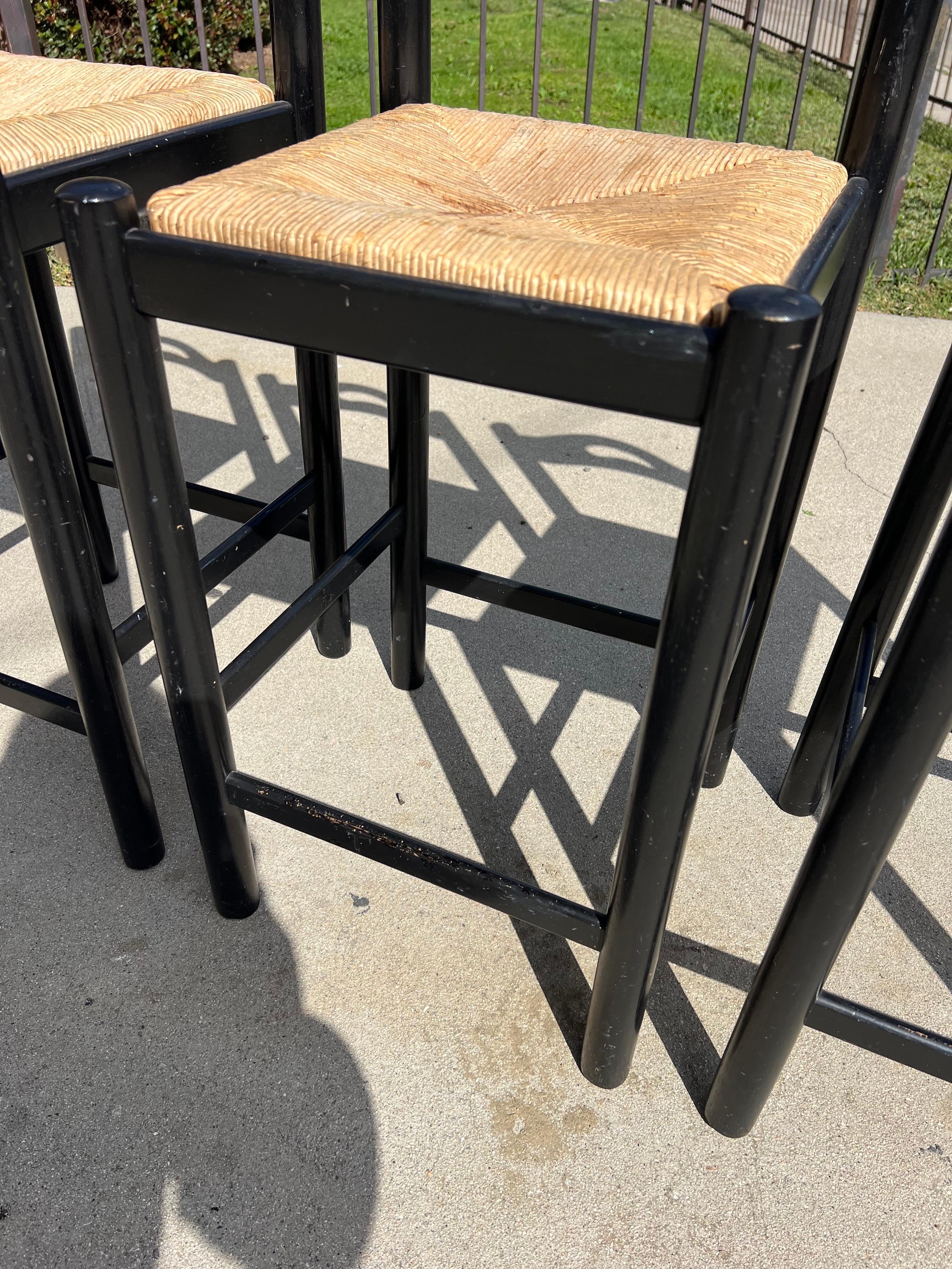 Set of 3 Rush Seat Counter Stools after Loewenstein  2
