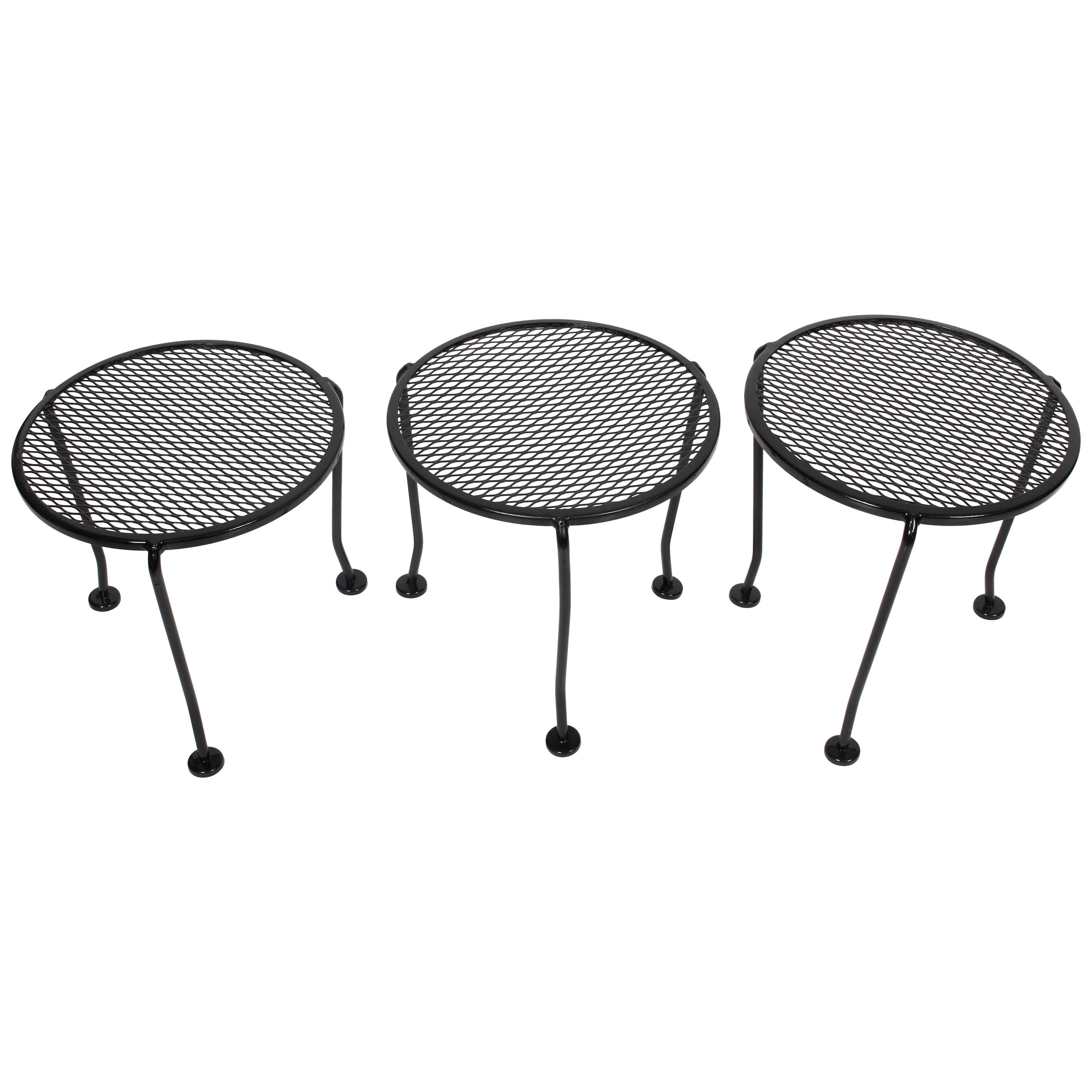 Set of 3 Russell Woodard Round Black "Sculptura" Stacking Tables