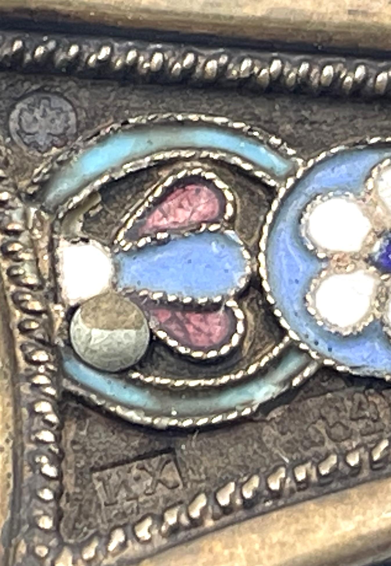 Set of 3 Russian Enamel & Silver Picture Frames from Late 19th Century For Sale 8