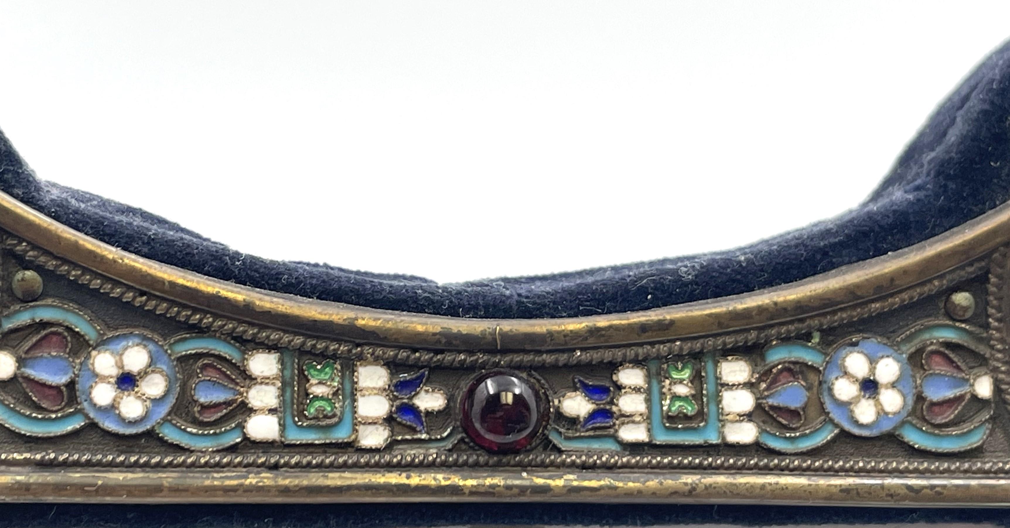 Set of 3 Russian Enamel & Silver Picture Frames from Late 19th Century For Sale 3