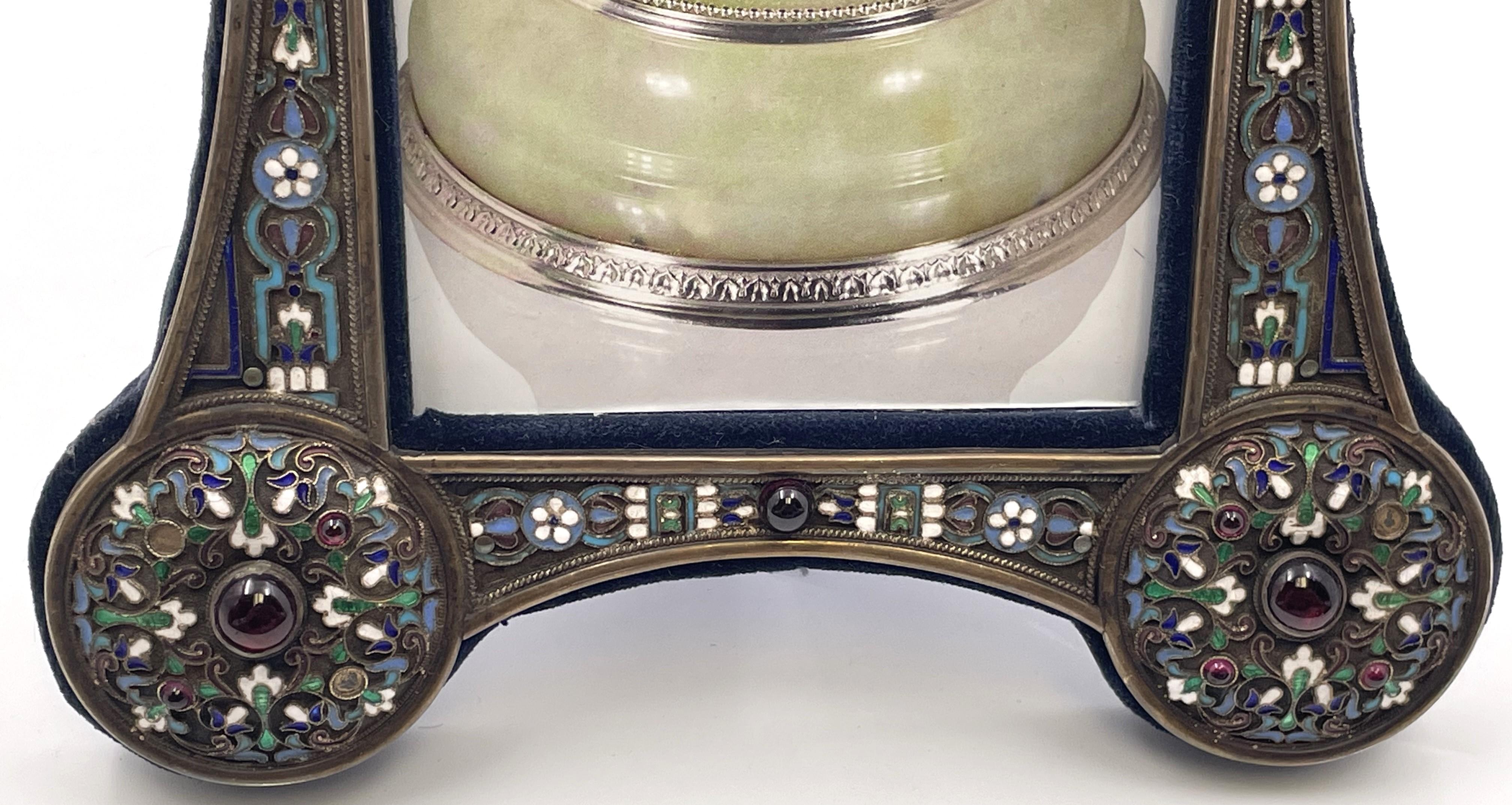 Set of 3 Russian Enamel & Silver Picture Frames from Late 19th Century For Sale 5