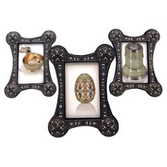 Set of 3 Russian Enamel & Silver Picture Frames from Late 19th Century