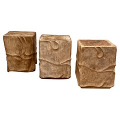 Set of 3 Rustic, Solid Wooden Blocks