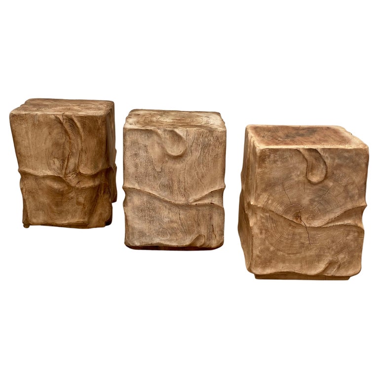Set of 3 Rustic, Solid Wooden Blocks For Sale at 1stDibs