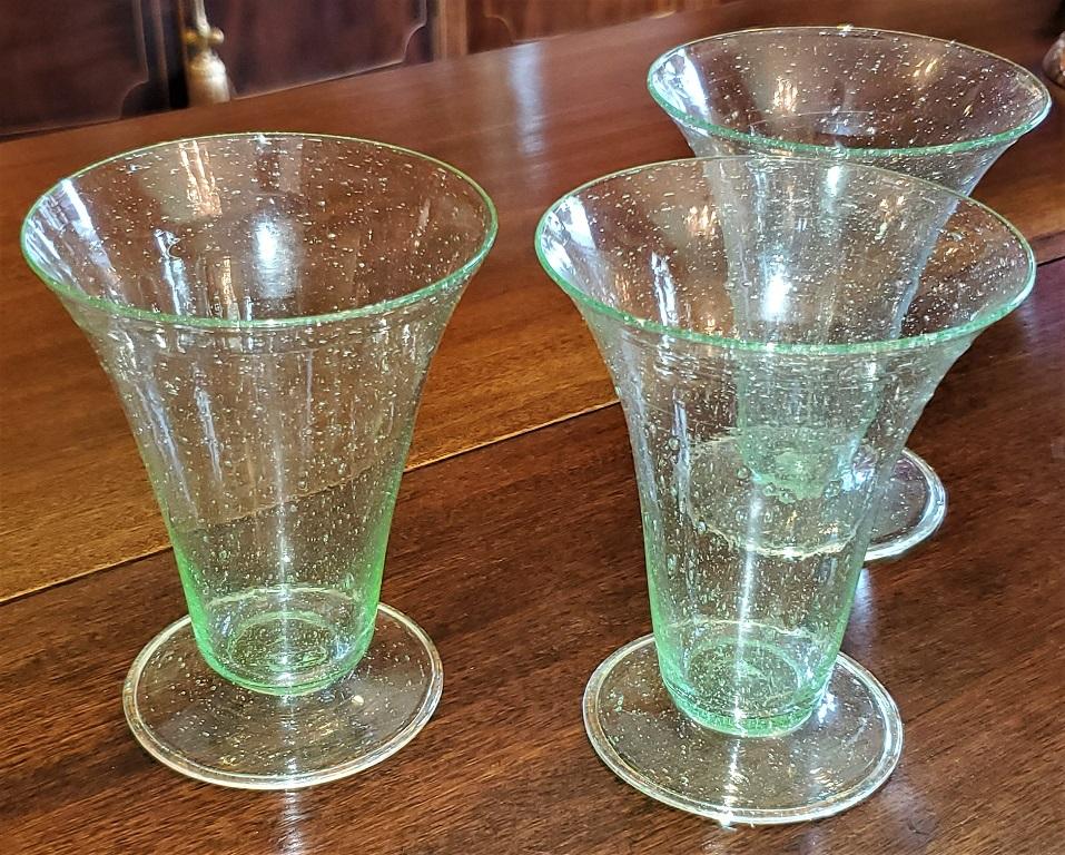 Art Deco Set of 3 Salviati Venetian Glass Sundaes