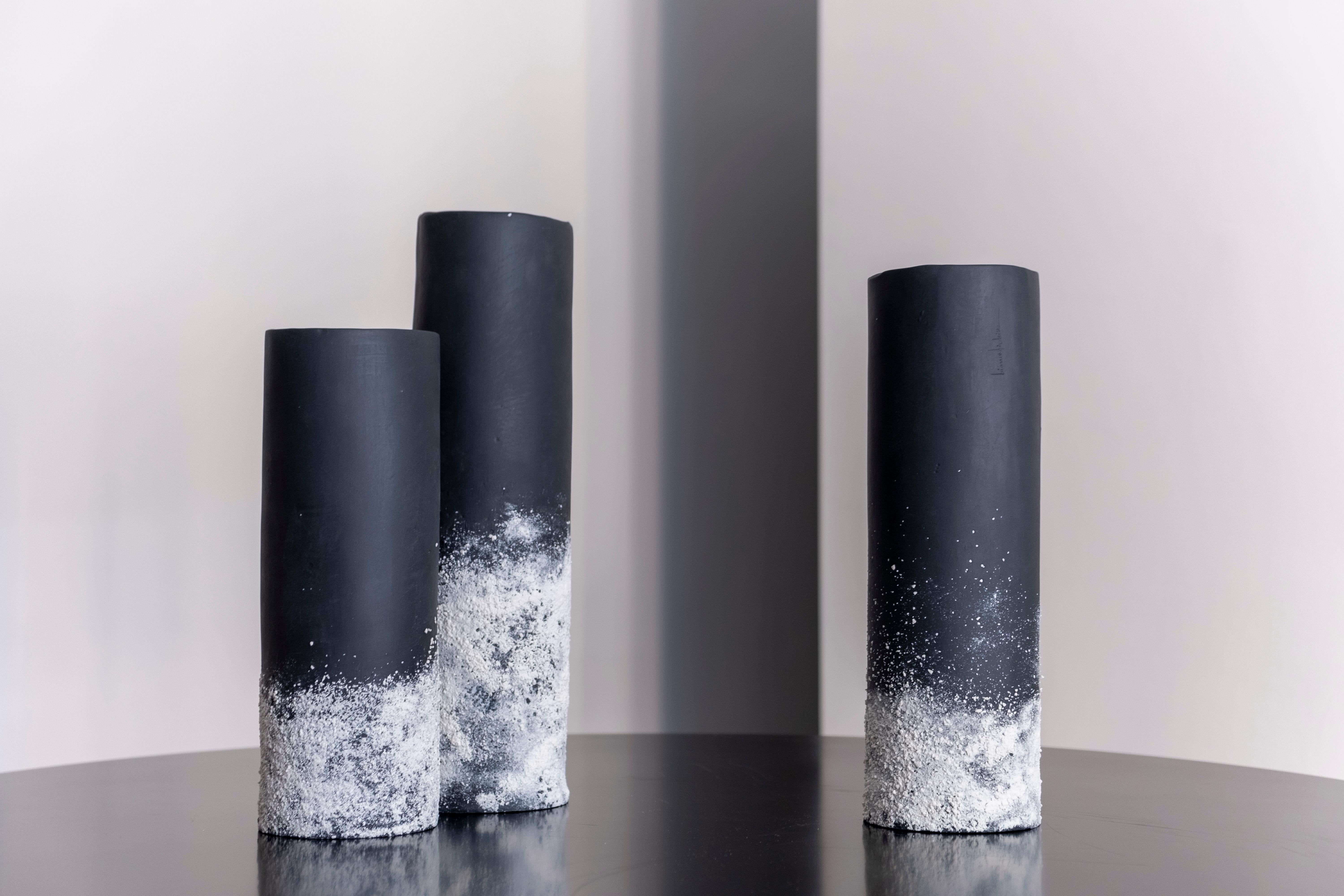 Modern Set of 3 Sand Vases by Biancodichina For Sale