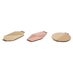 Set of 3 ''Satin'' Trays with Brushed and Polished Brass/ Copper by Mingardo