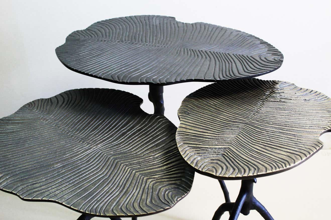Set of 3 Sauvage Fossil Side Tables by Plumbum For Sale 2