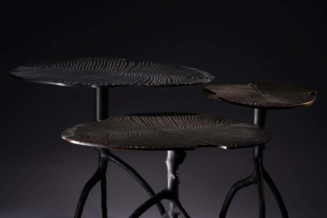 French Set of 3 Sauvage Fossil Side Tables by Plumbum