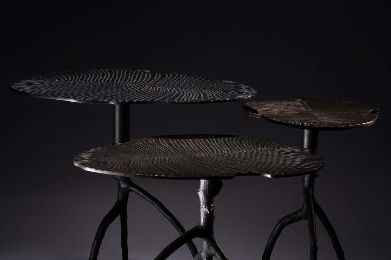 French Set of 3 Sauvage Fossil Side Tables by Plumbum For Sale