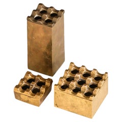 3er-Set Aschenbecher im skandinavisch-modernen Stil aus Messing, 1960er Jahre