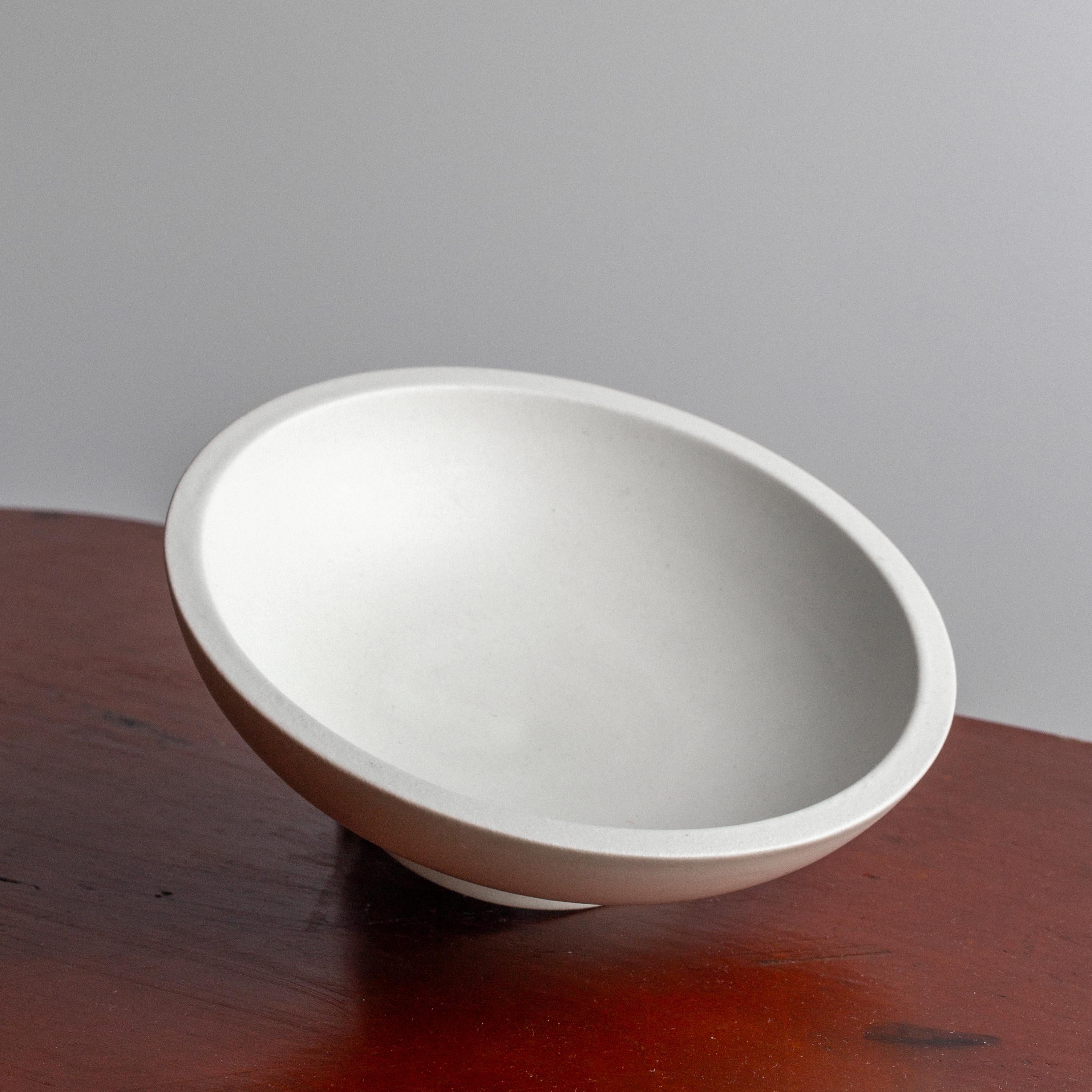 Stoneware Set of 3 Scandinavian Modern 'Carrara' Vases & Bowl by Wilhelm Kåge, Gustavsberg