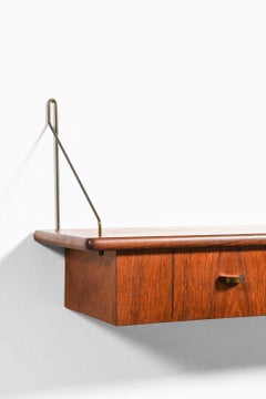 3er-Set skandinavischer, moderner Wandregale aus Messing und Teakholz, 1950er Jahre