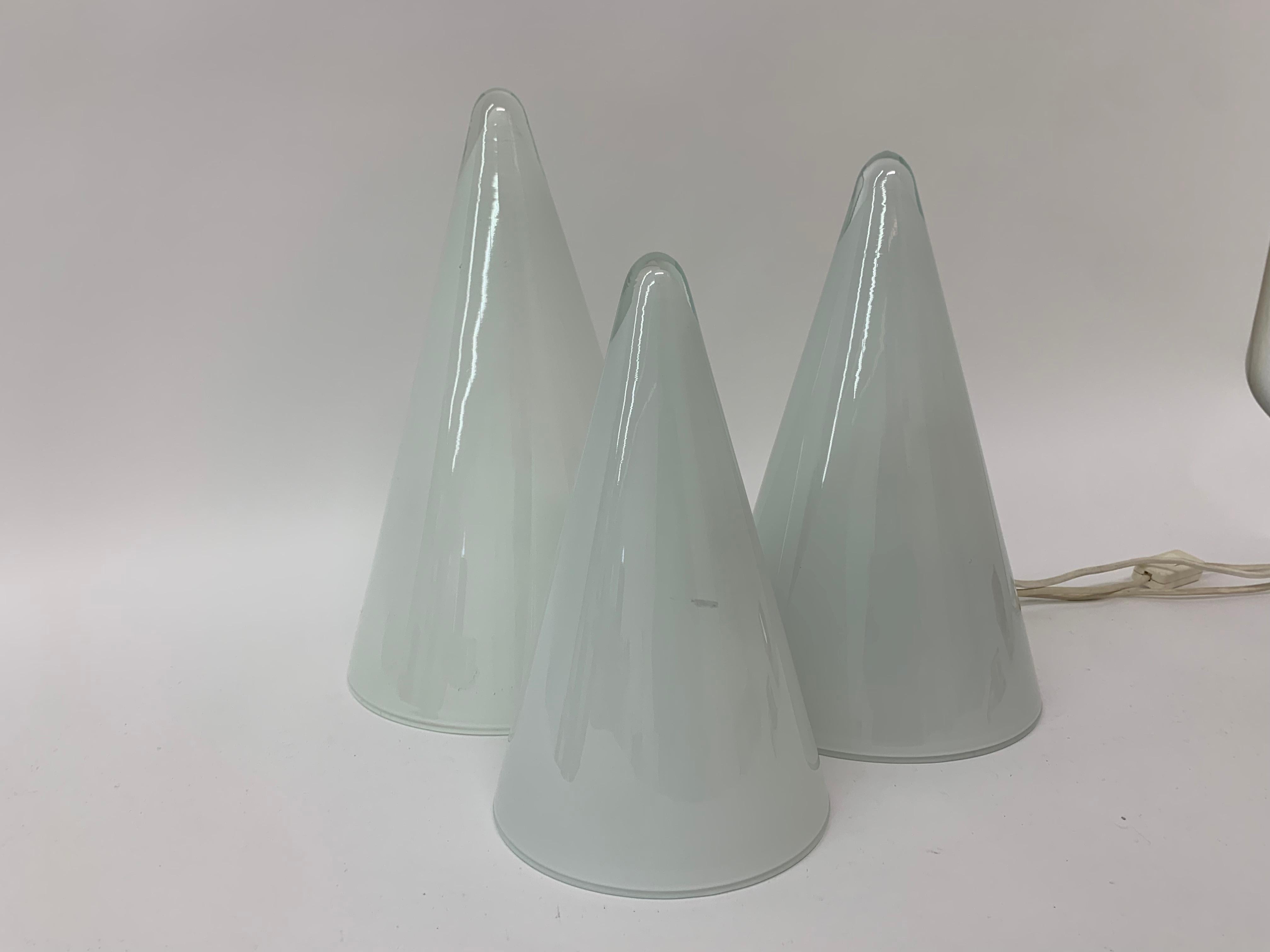 Glass Set of 3 SCE Teepee Table Lamps, 1970’s, France For Sale