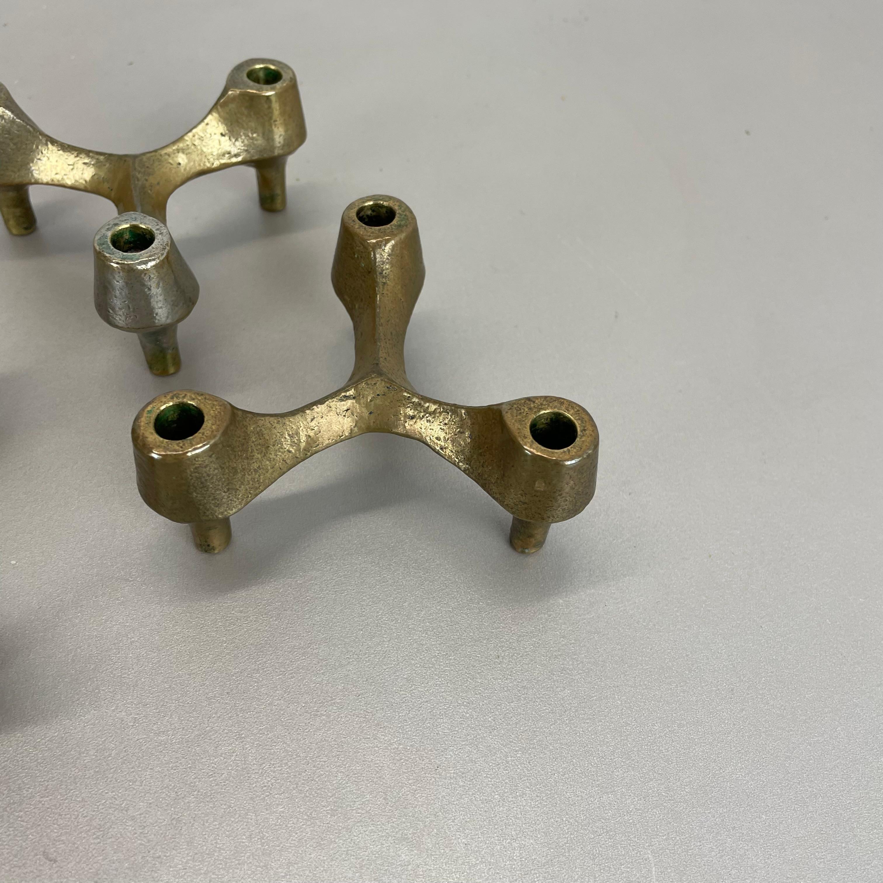 Francese set di 3 Portacandele scultorei brutalisti in bronzo e metallo, Francia, anni '60 in vendita
