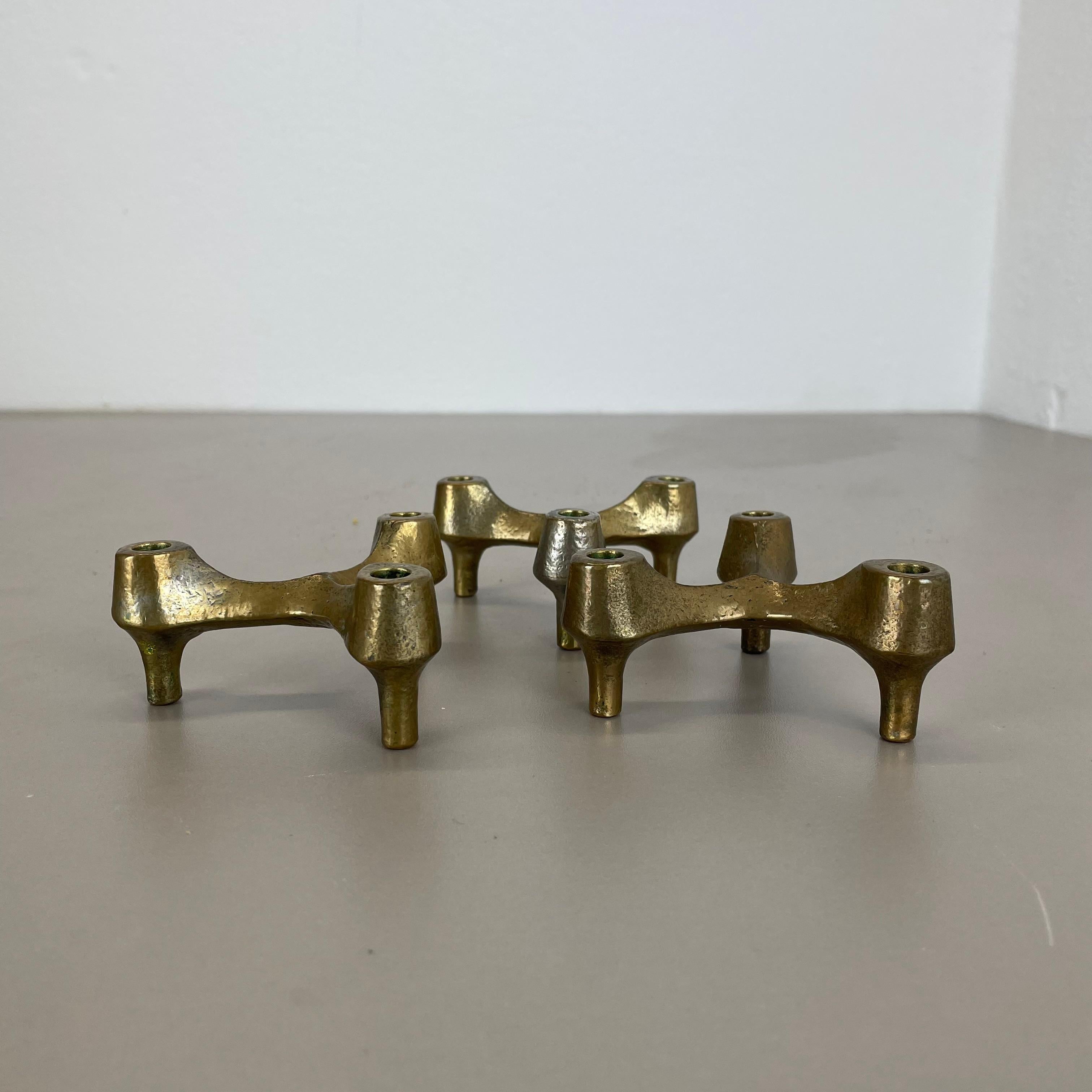XX secolo set di 3 Portacandele scultorei brutalisti in bronzo e metallo, Francia, anni '60 in vendita