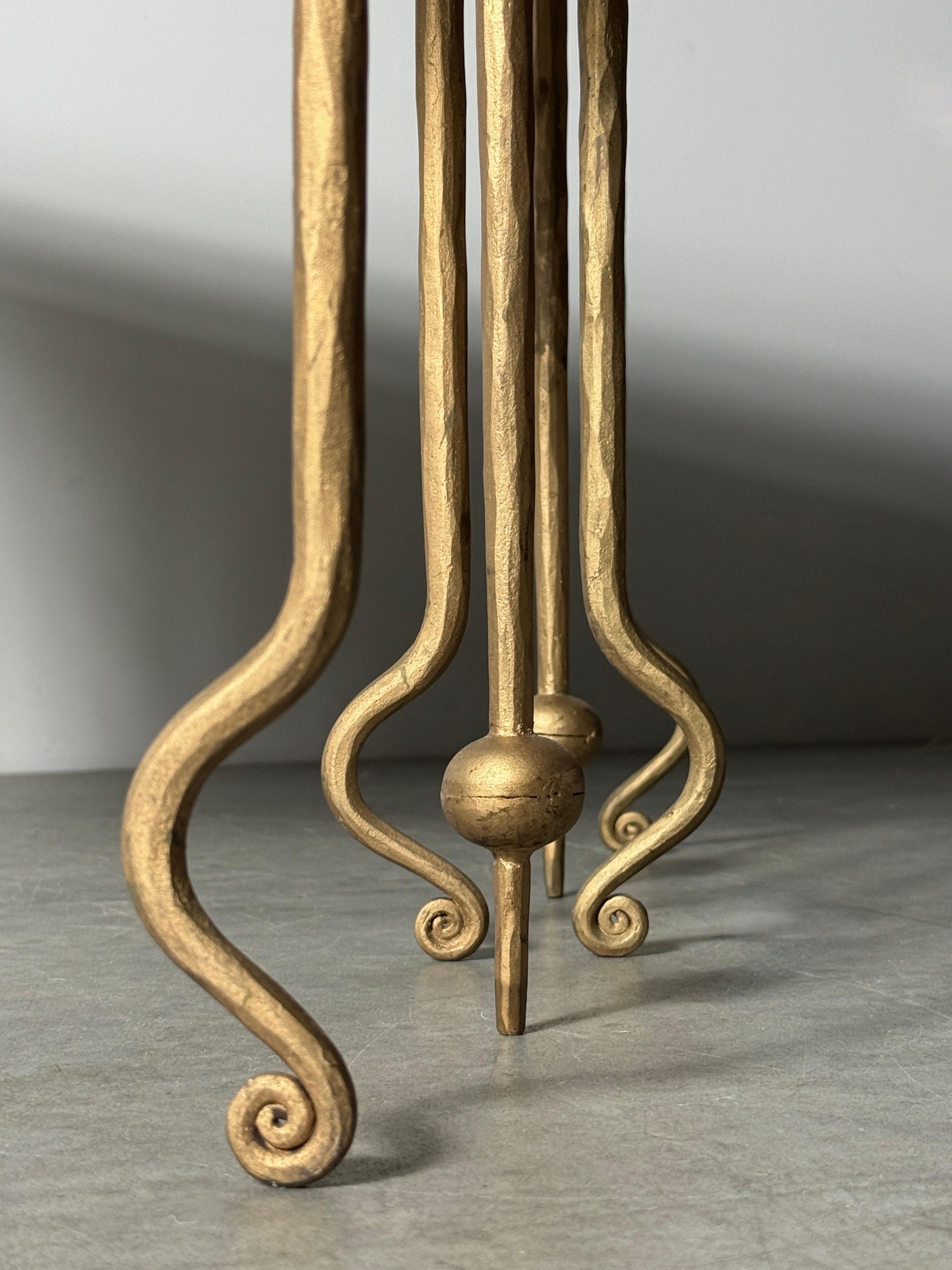 Set of 3 Sculptural Gilt Marble Nesting Tables Style of René Drouet France 1940s For Sale 2