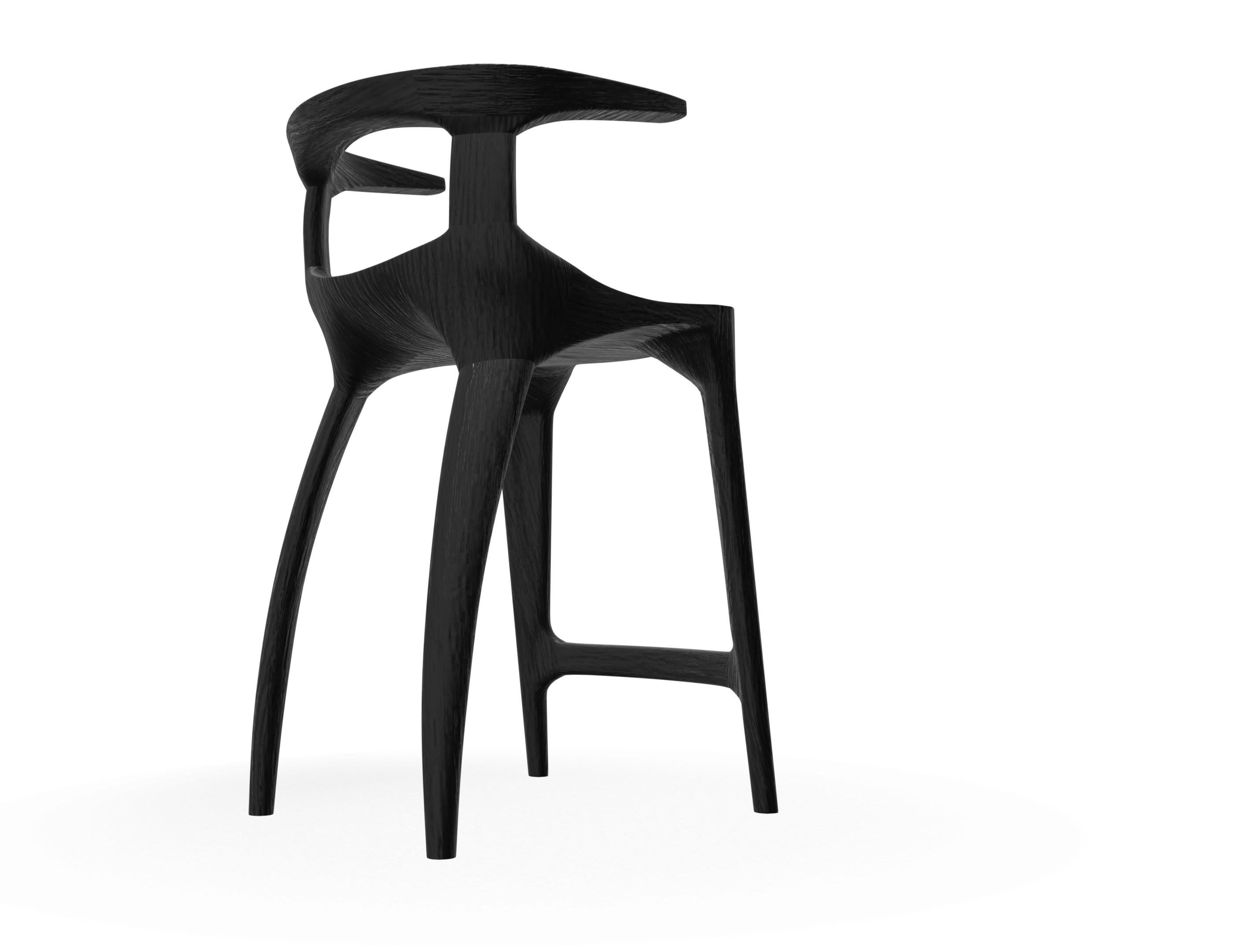 Brutalisme Ensemble de 3 pièces  - Tabouret de comptoir Mahmut sculptural - Option de teinture personnalisée - En stock en vente
