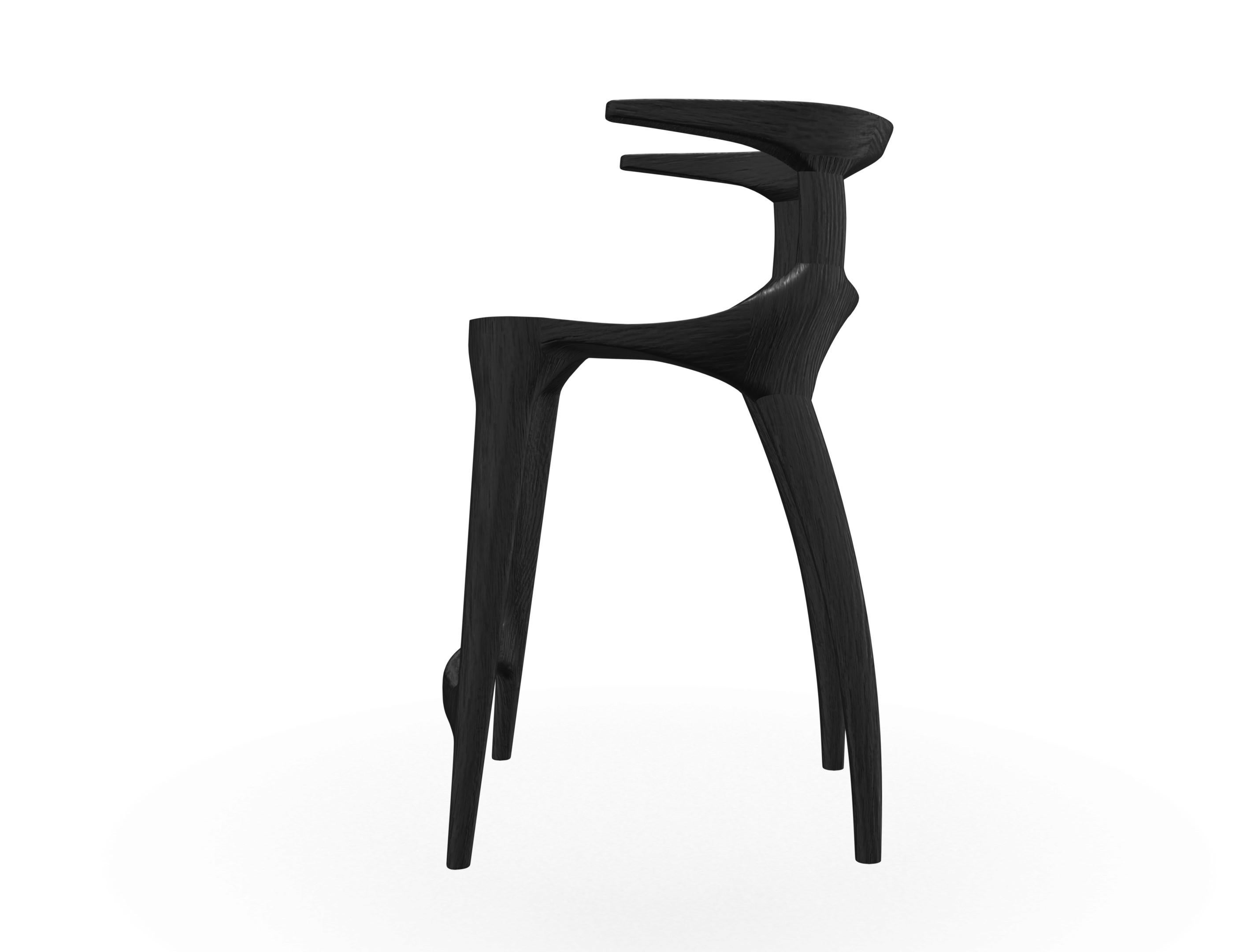 Canadien Ensemble de 3 pièces  - Tabouret de comptoir Mahmut sculptural - Option de teinture personnalisée - En stock en vente
