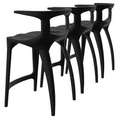 Ensemble de 3 pièces  - Tabouret de comptoir Mahmut sculptural - Option de teinture personnalisée - En stock