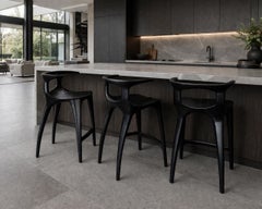 Set of 3  - Sculptural 'Mammut' Counter Stool - Solid Black Ash - In Stock