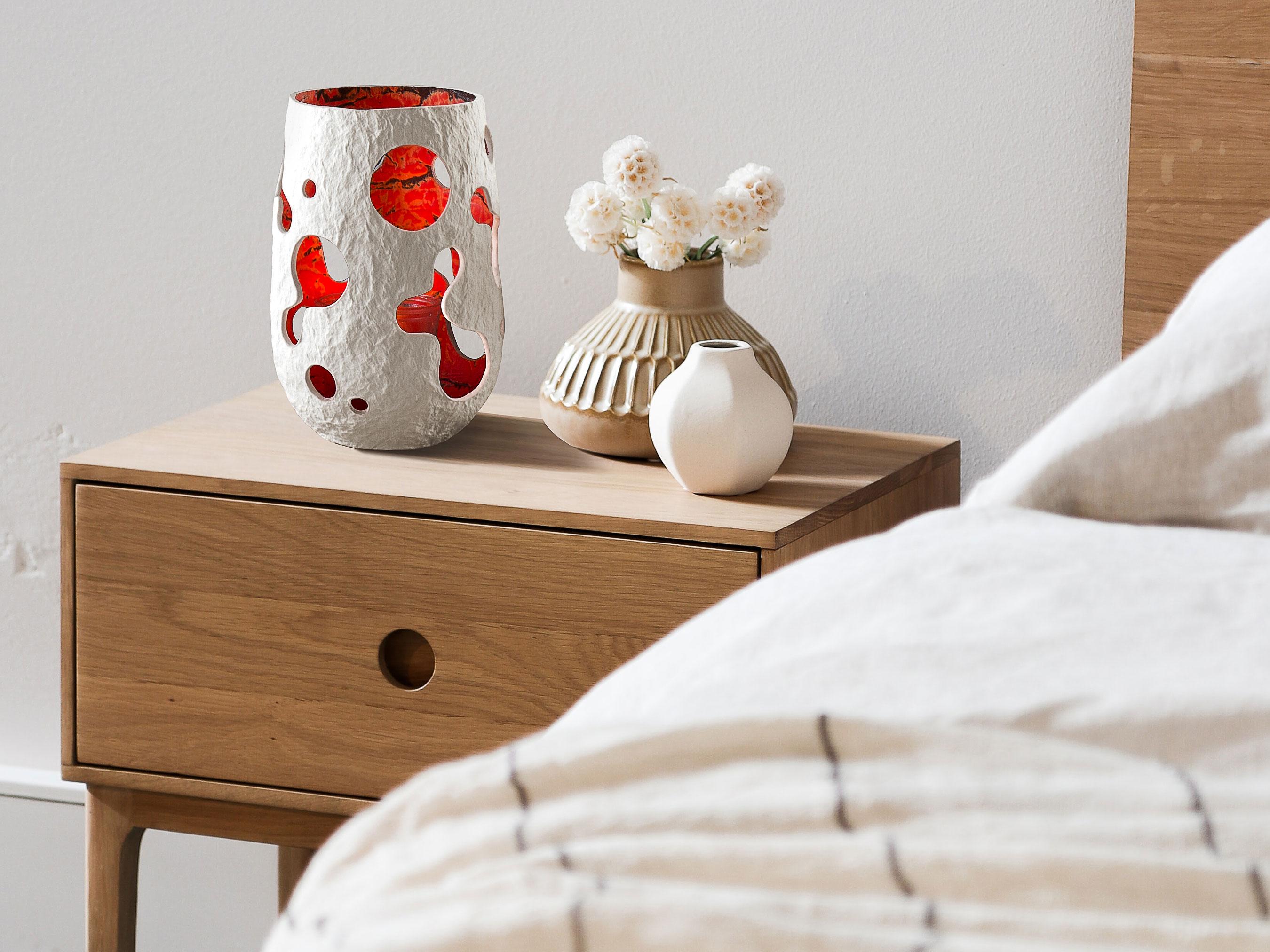 Set Of 3 Sculptural White Lantern Vases by Donatas Zukauskas In New Condition For Sale In Geneve, CH