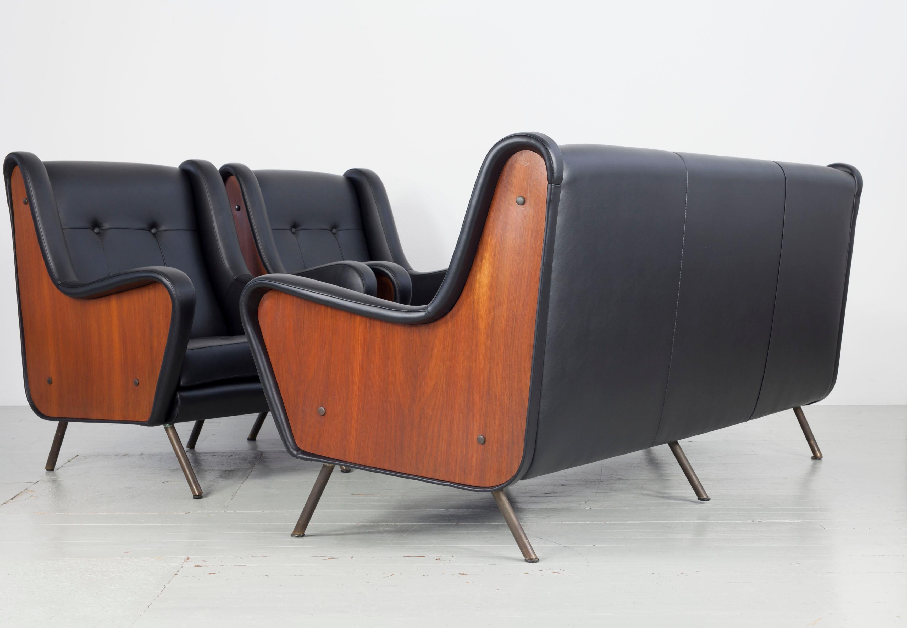 20ième siècle  Ensemble de canapé à 3 places et deux fauteuils, Italie, Arflex, 1950 en vente