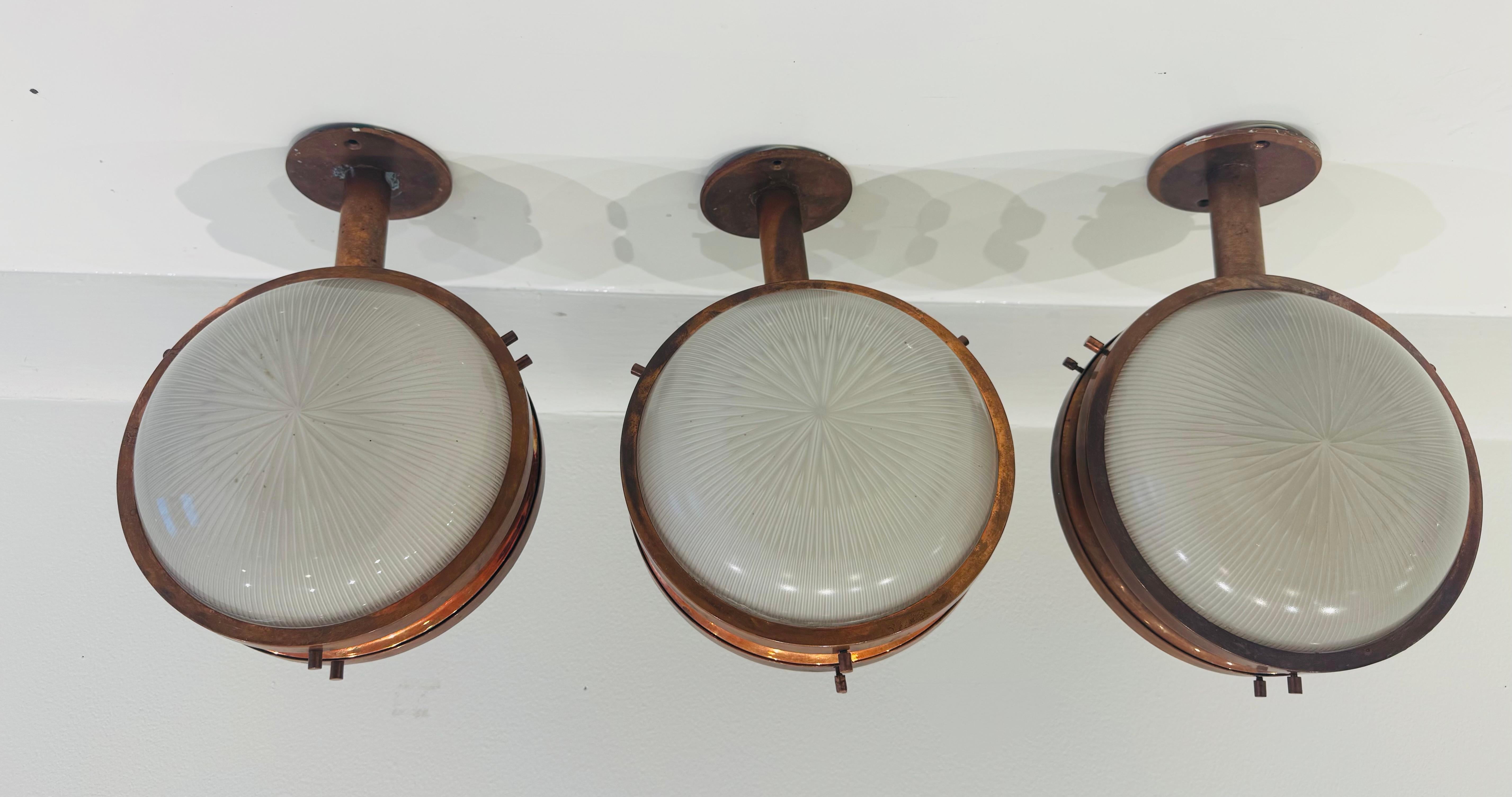 Rame Set di 3 lampade Artemide 1960 di Sergio Mazza in vendita