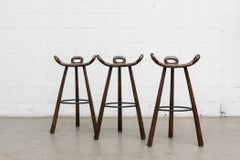 Set of 3 Sergio Rodriguez Style Dark Spanish 'Marbella' Bar Stools