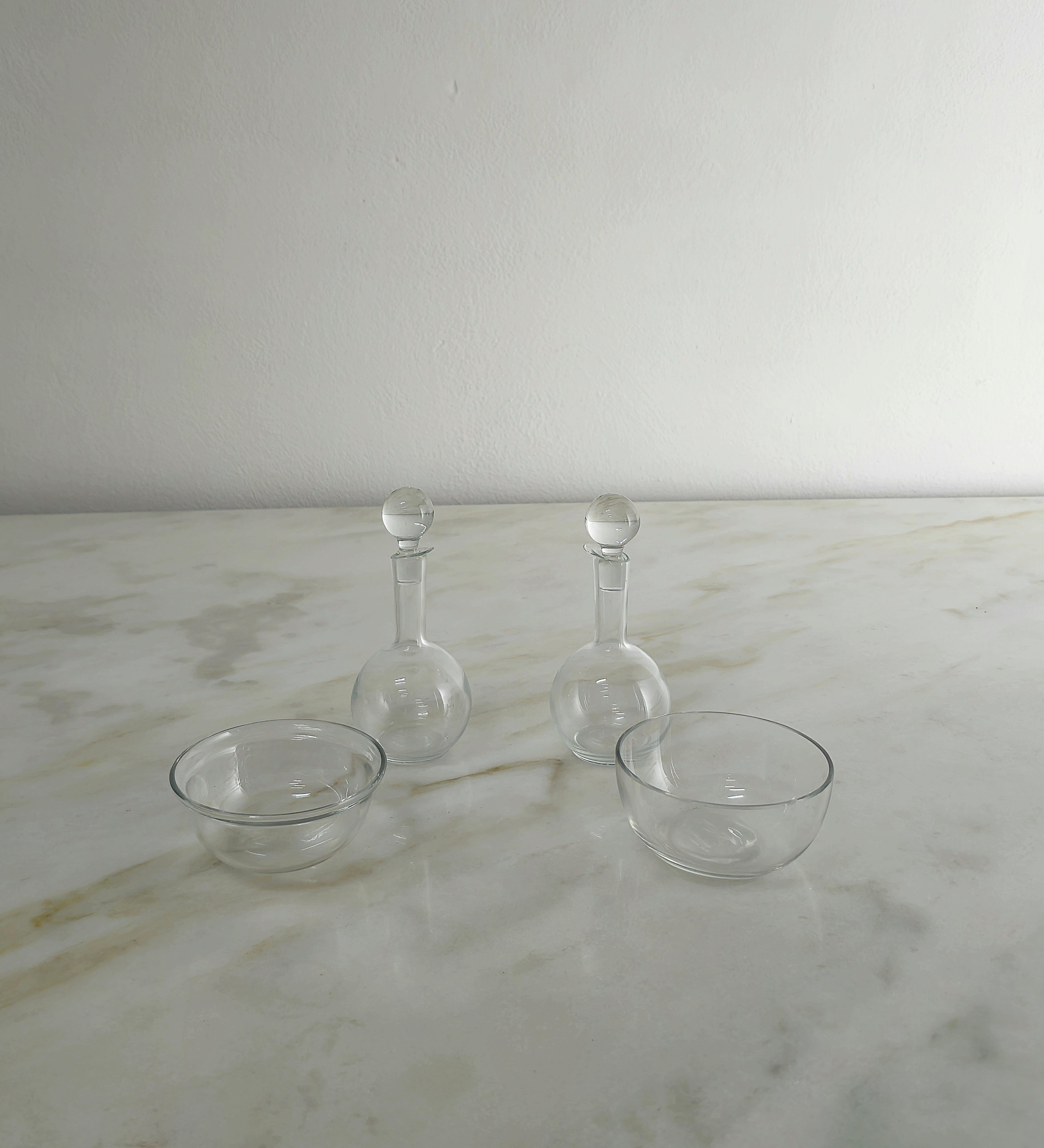 Set of 3 Serving Pieces Lino Sabattini Silver Plating Glass Midcentury Italy 70s For Sale 3