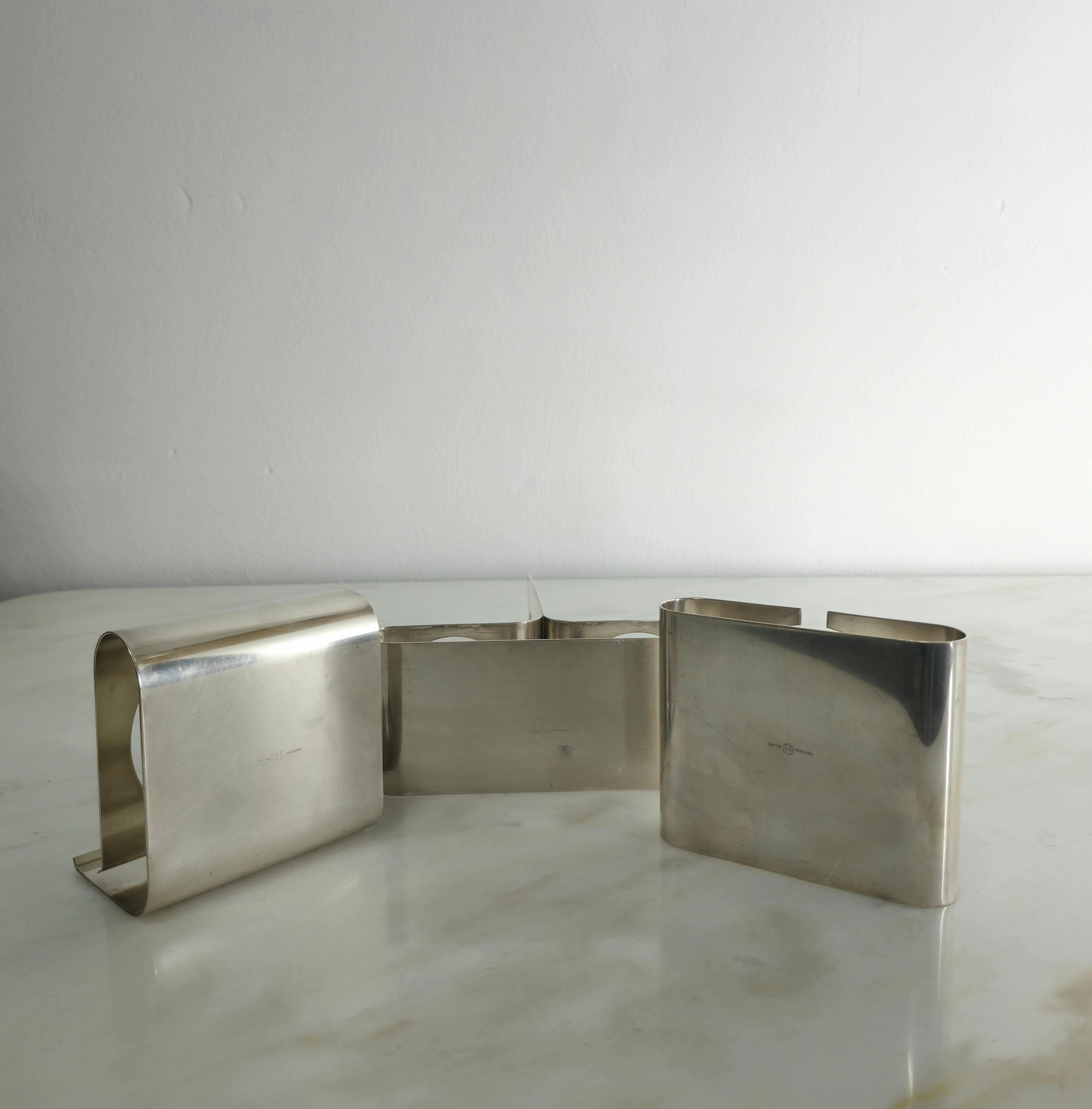 Set of 3 Serving Pieces Lino Sabattini Silver Plating Glass Midcentury Italy 70s en vente 5