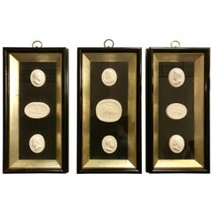 Set of 3 Shadow Box Framed Plaster Intaglios 9 Total