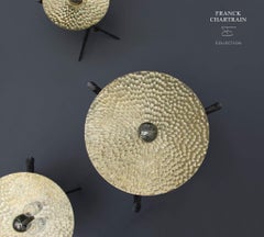 Set of 3 Side Tables in Bronze and Forged Steel, Franck Chartrain, France