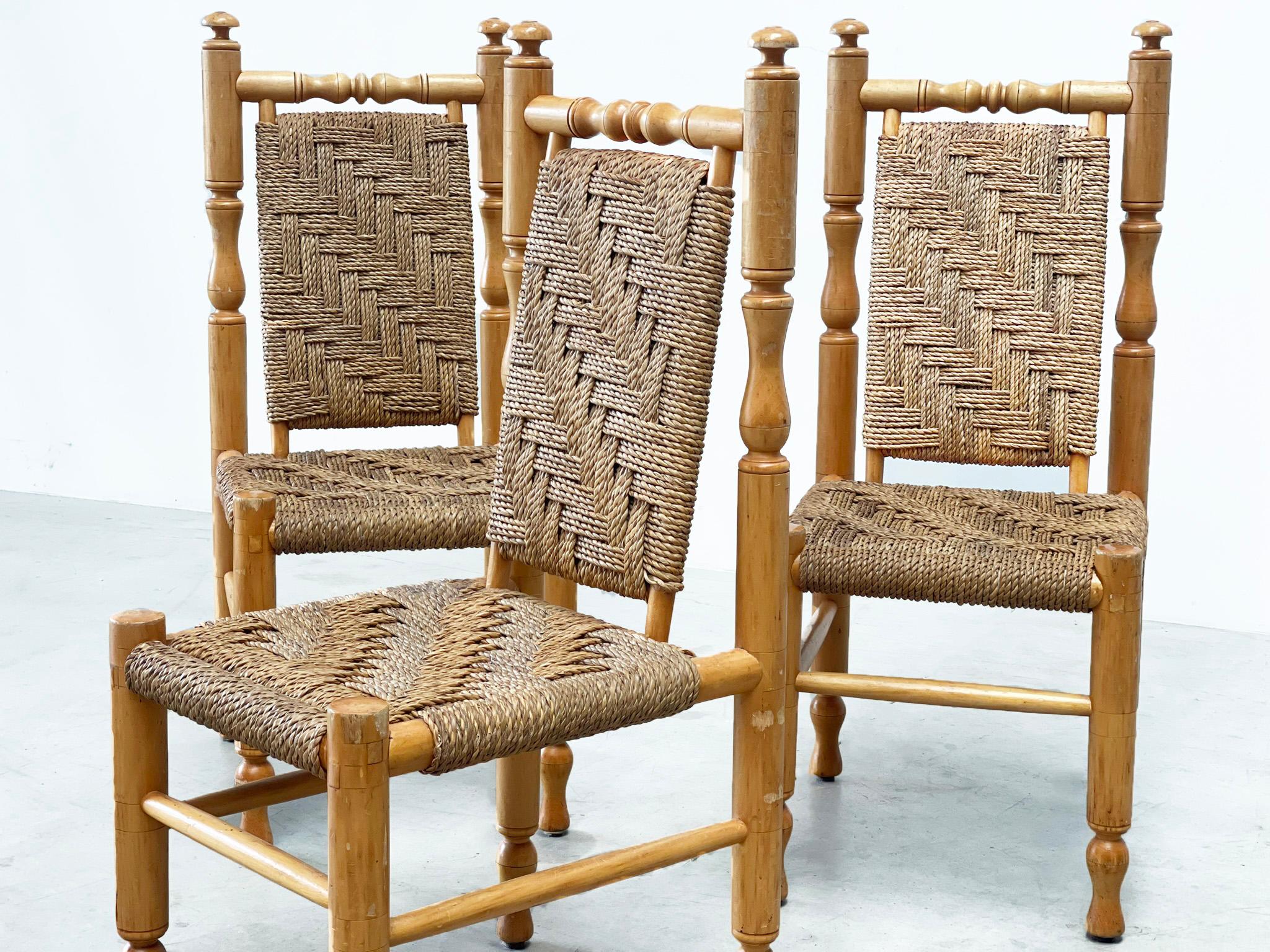 Ensemble de 3 fauteuils/chaises de salle à manger par Adrien Audoux & Frida Minet Bon état - En vente à Nijlen, VAN