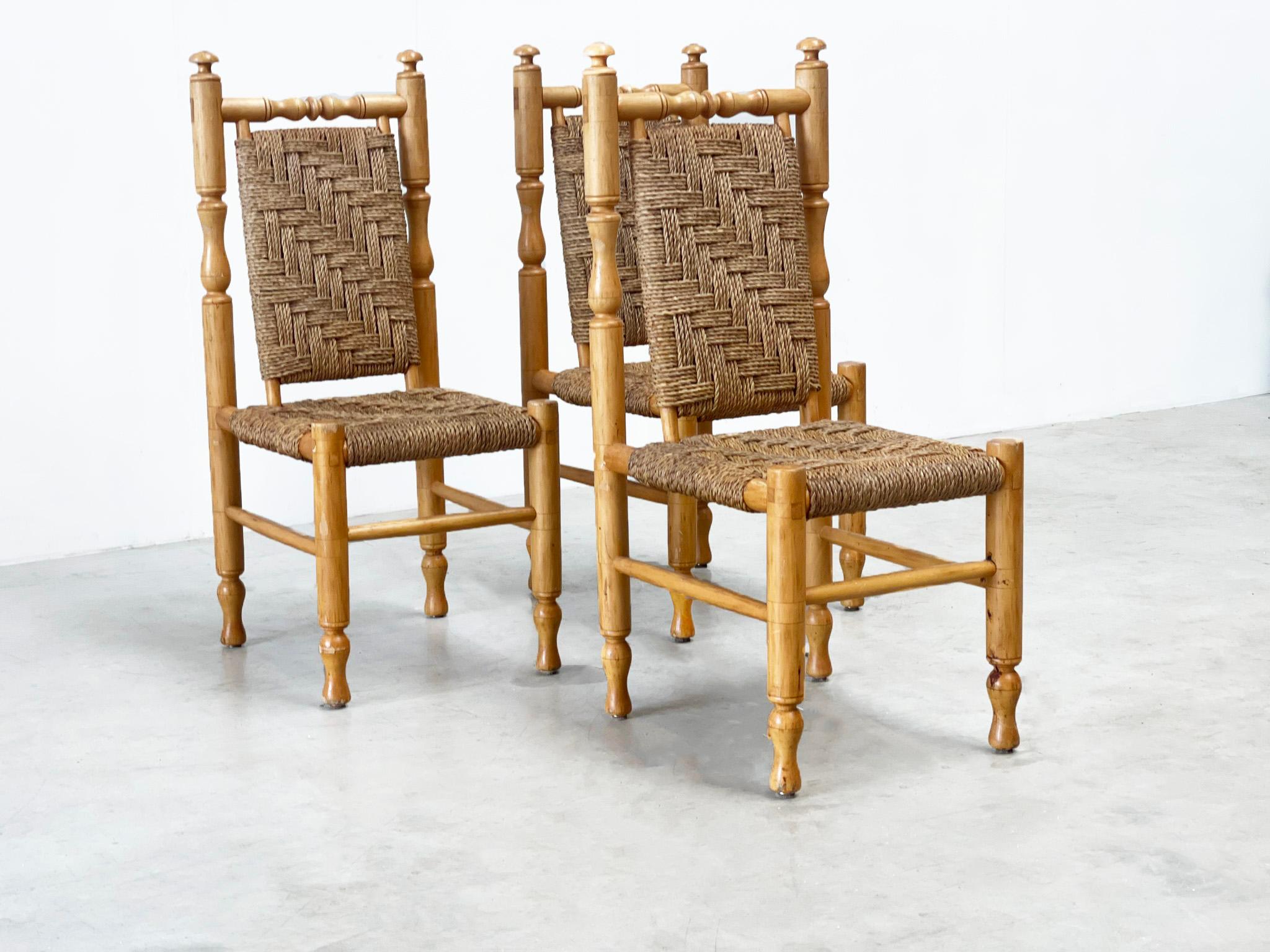 set of 3 sidechairs / dining chairs by by Adrien Audoux & Frida Minet For Sale 1