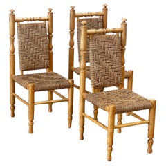 Vintage set of 3 sidechairs / dining chairs by by Adrien Audoux & Frida Minet
