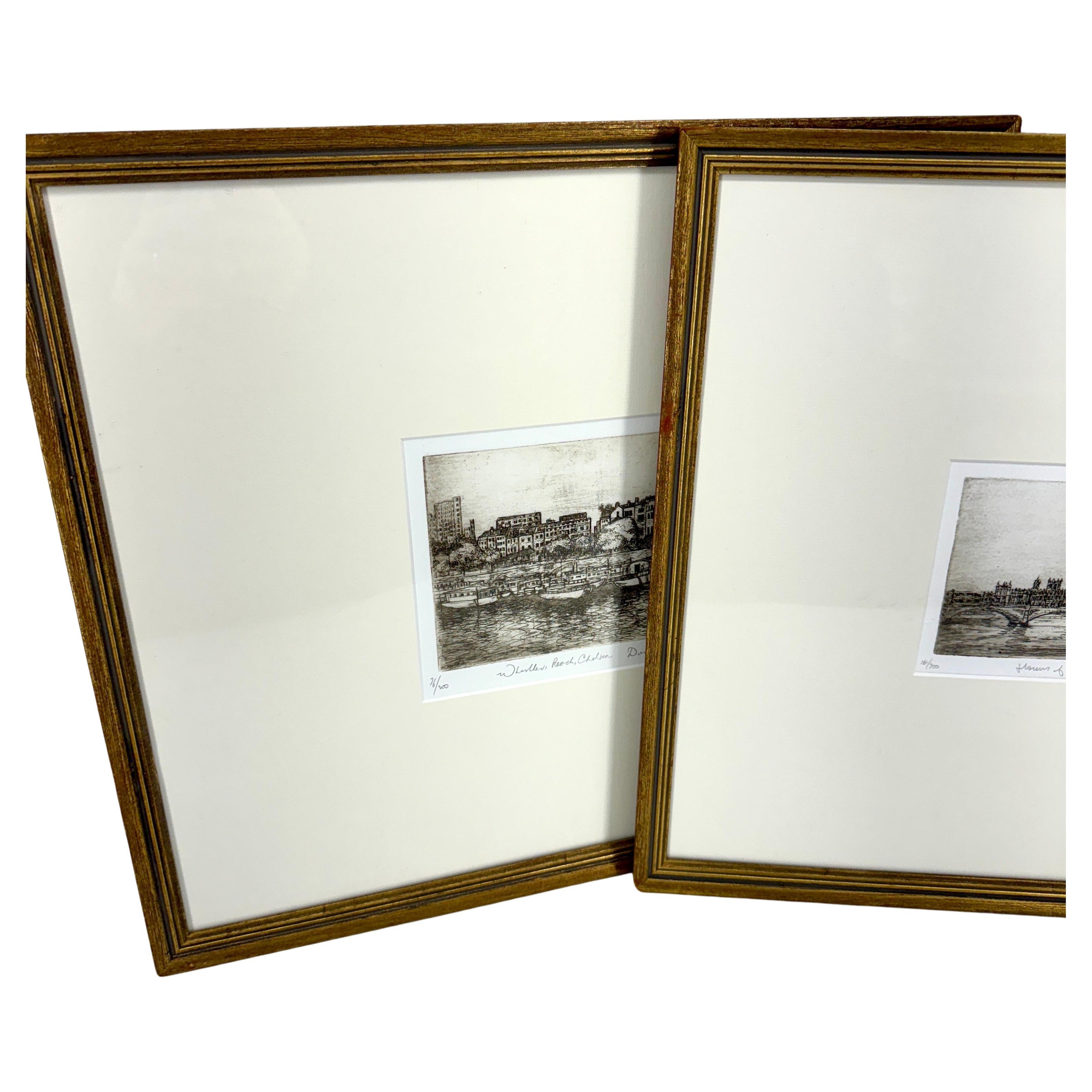Set of 3 Signed Dorothy Griffiths Etchings of London Scenes, Framed

Signed and numbered etchings from Dorothy Griffiths, a well-known London artist. Her drawings encompass frequented spots in London, UK.  This curated set would be fantastic on a