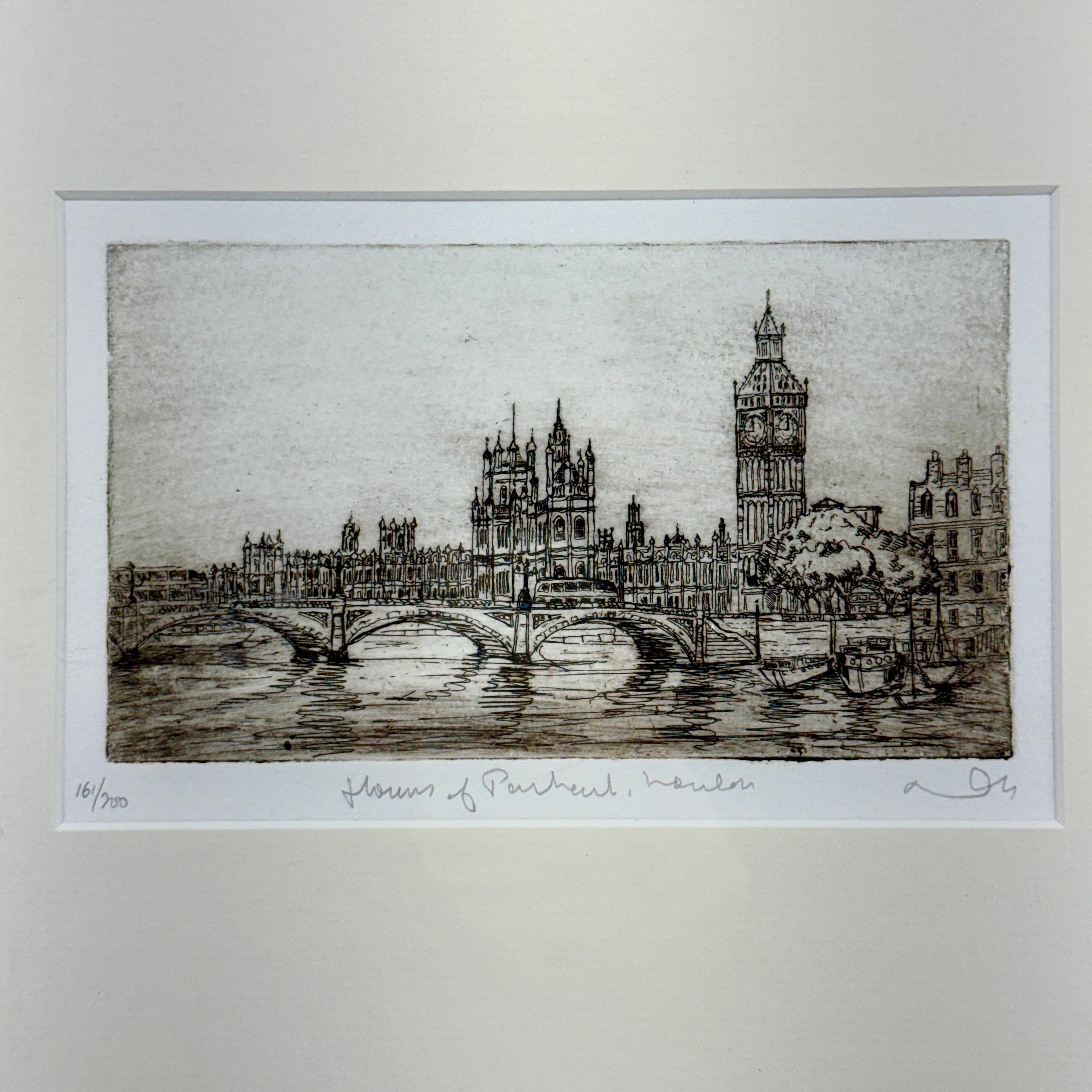 Set of 3 Signed Dorothy Griffiths Etchings of London Scenes In Good Condition For Sale In Haddonfield, NJ