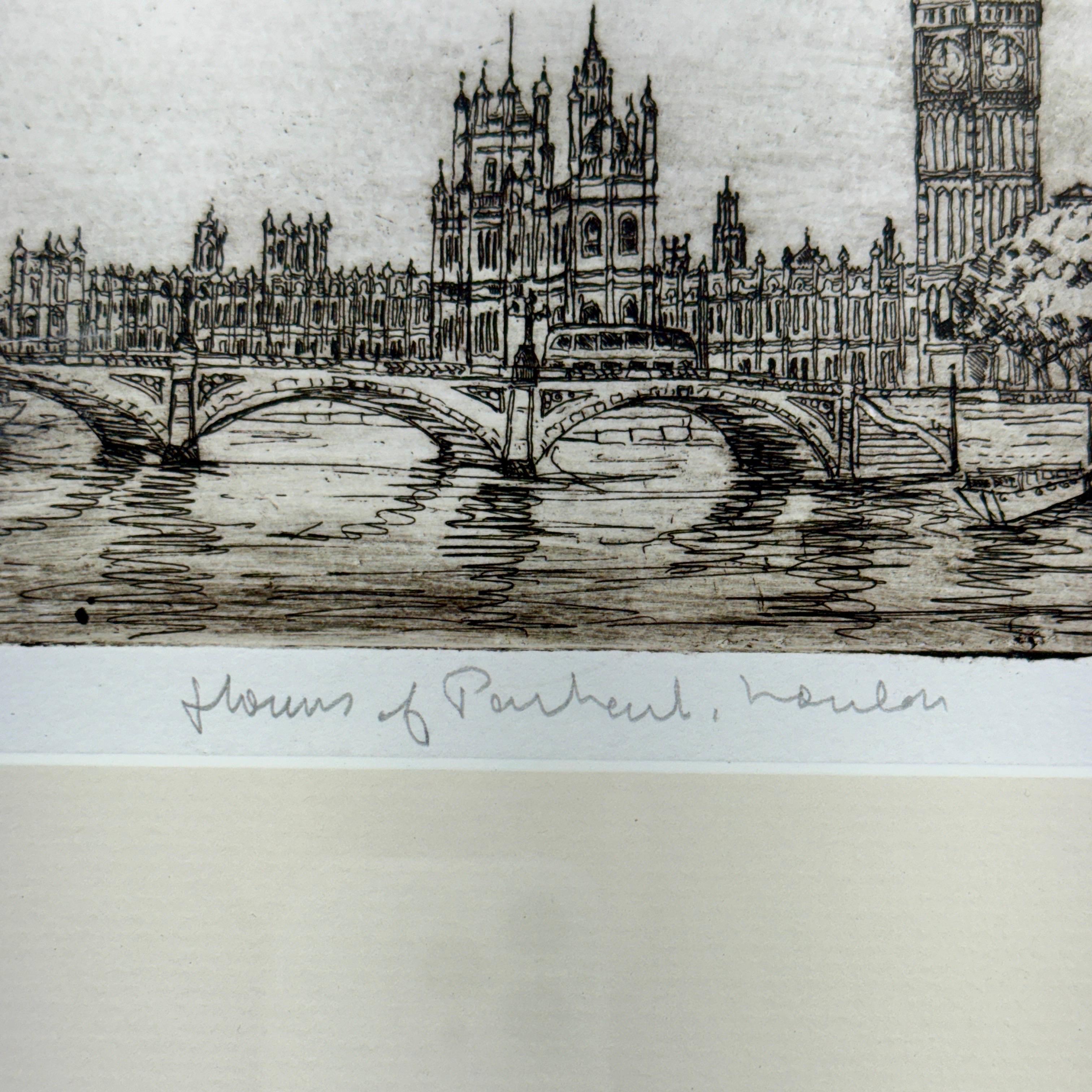 Set of 3 Signed Dorothy Griffiths Etchings of London Scenes For Sale 2