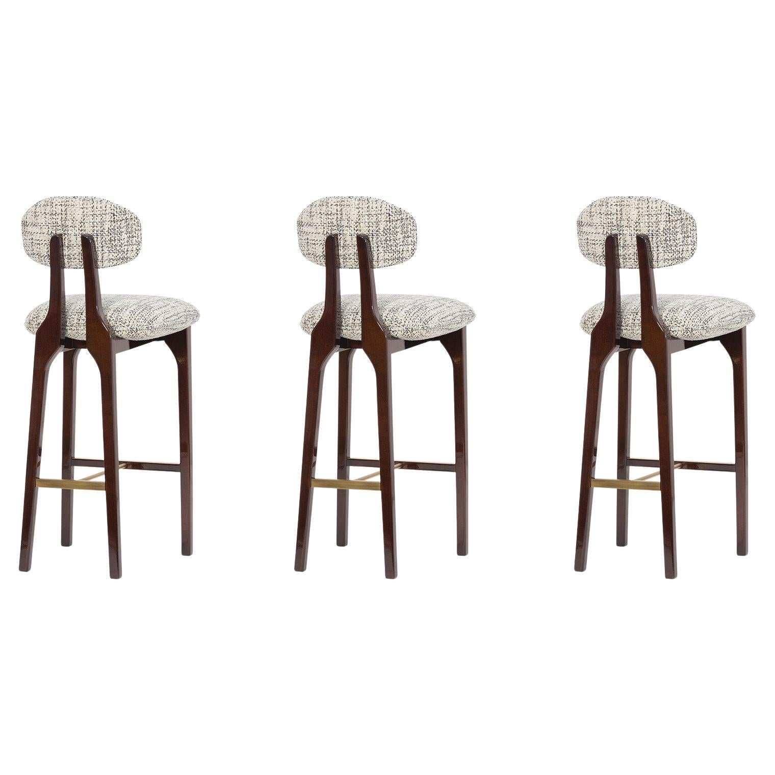 Set of 3 Silhouette Bar Stool, Mix & Brass, Insidherland by Joana Santos Barbosa
