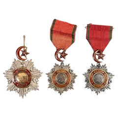 Set of 3 Silver and Enamel Medals, Ottoman Work, 19th Century.