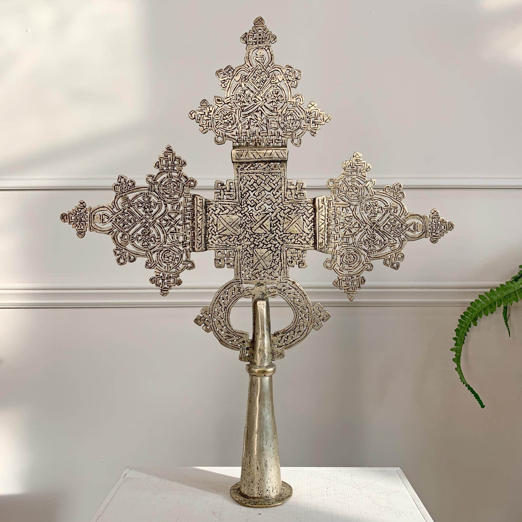 Silver Plate Set of 3 Silver Ethiopian Processional Crosses