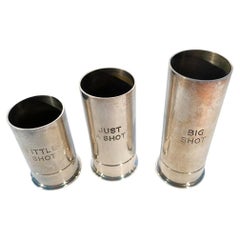 Set of 3 Silver Plate Shotgun Shell Jiggers, 1oz, 1.5oz & 2oz, Made in Italy