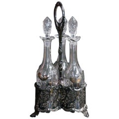 Set of 3 Silver-Plated Decanters, England, Early 20th Century
