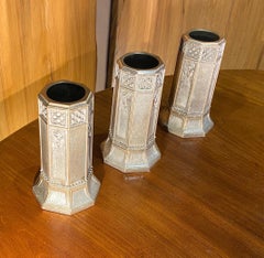 Set of 3 Silvered Bronze Bud Vases from the Late 19th-Early 20th Century