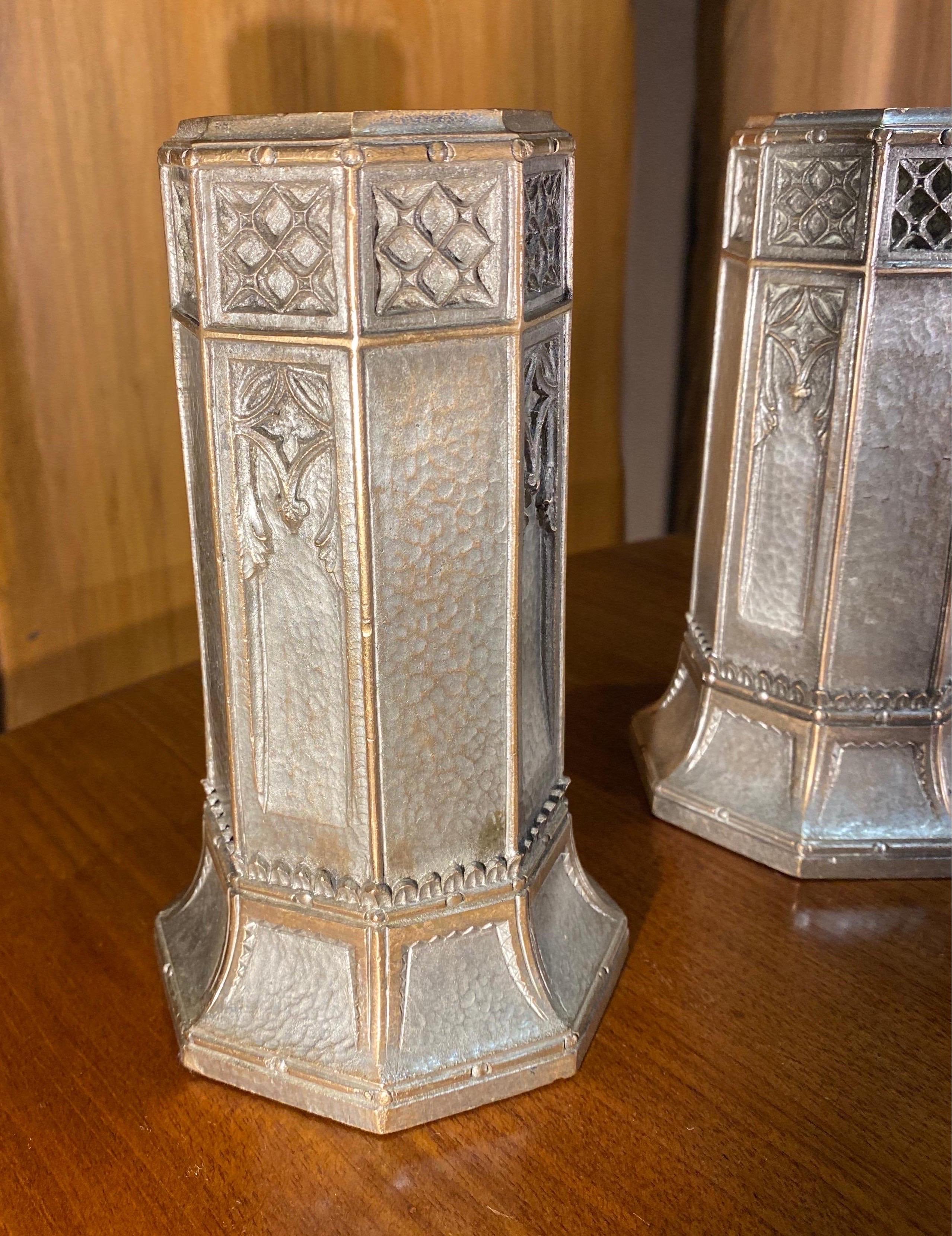 Set of 3 Silvered Bronze Bud Vases from the Late 19th-Early 20th Century In Good Condition For Sale In Charleston, SC