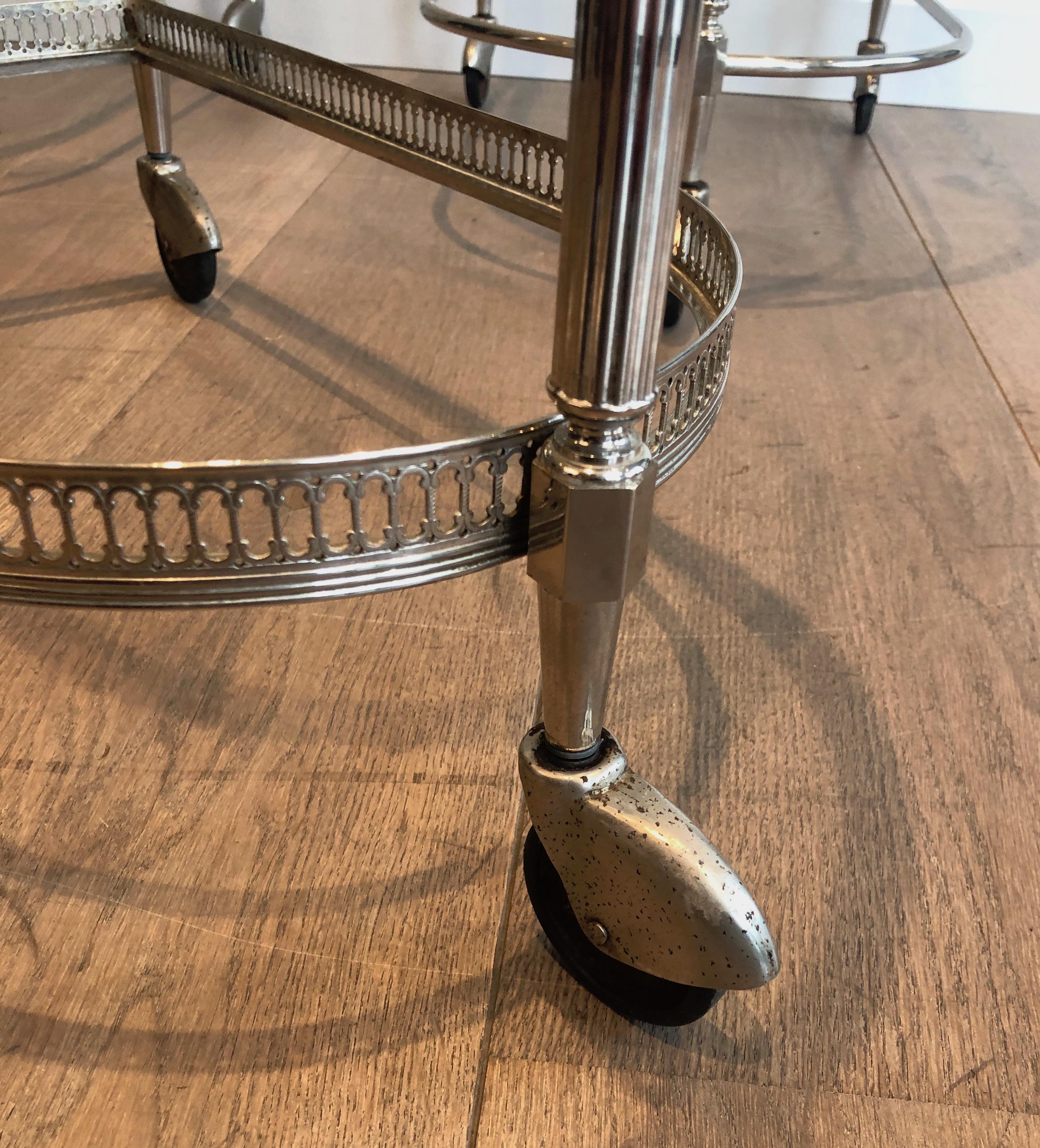 Set of 3 silvered on brass nesting drinks trolleys by Maison Baguès 2