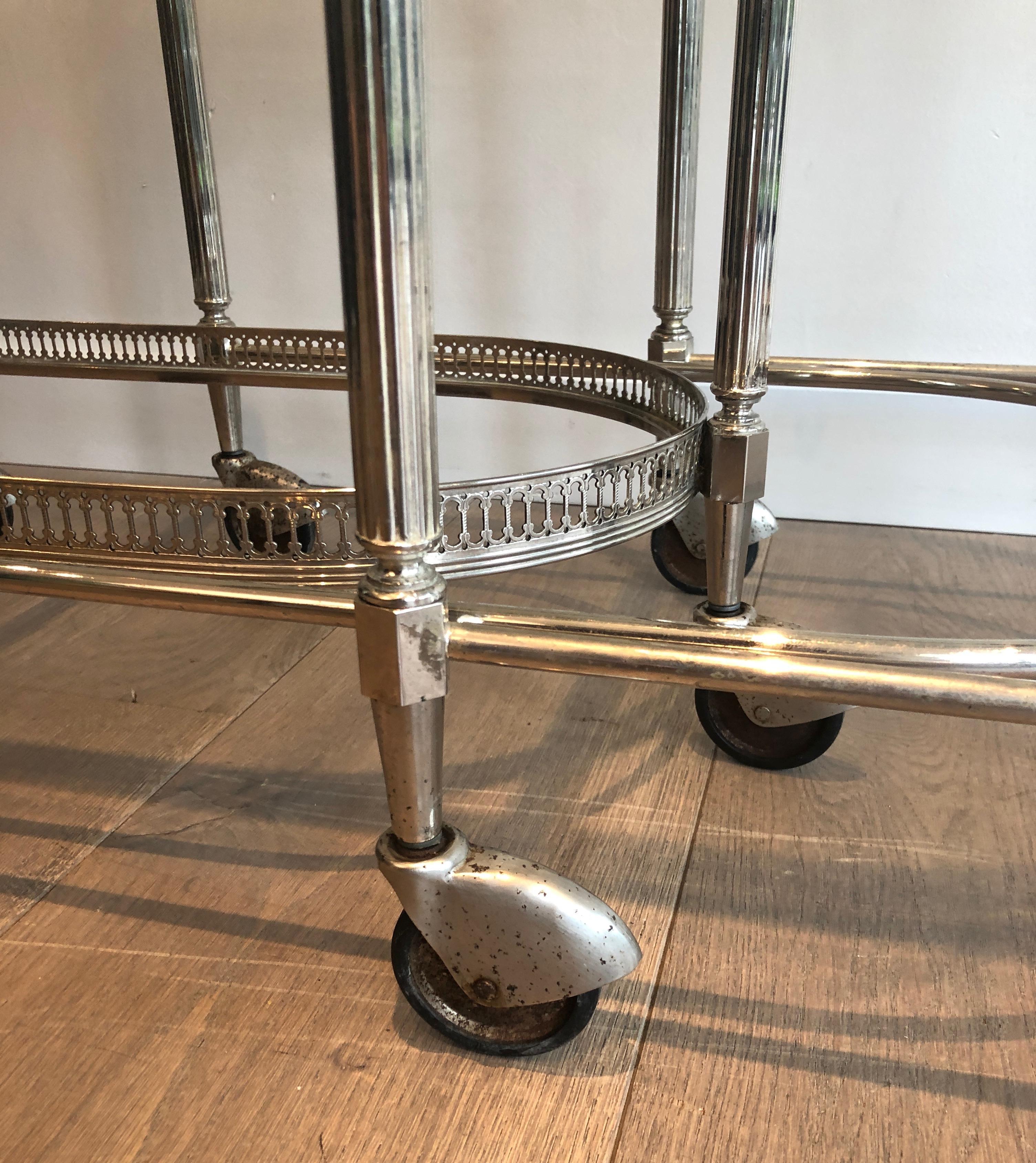 Set of 3 silvered on brass nesting drinks trolleys by Maison Baguès 1