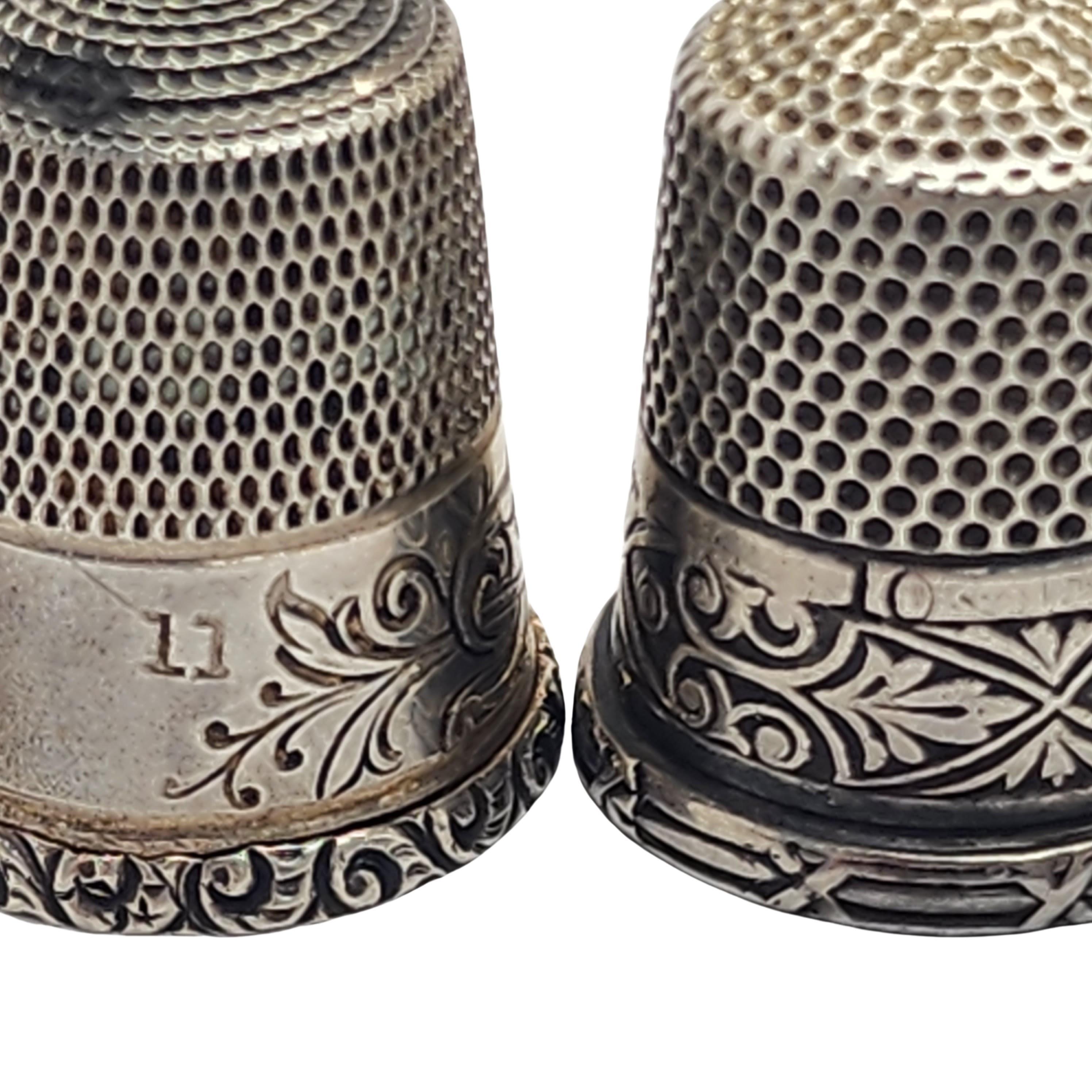 Set of 3 Simon Bros Sterling Silver Thimbles Size 10-11 #15216 5